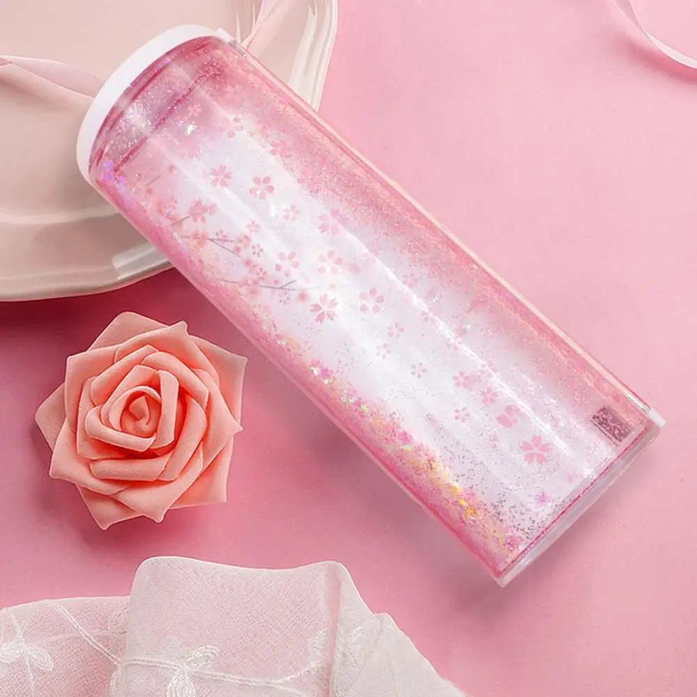 

New Creative Multifunction Quicksand Translucent Cylindrical Pencil Box Case school Stationery Pen Holder Pink Blue