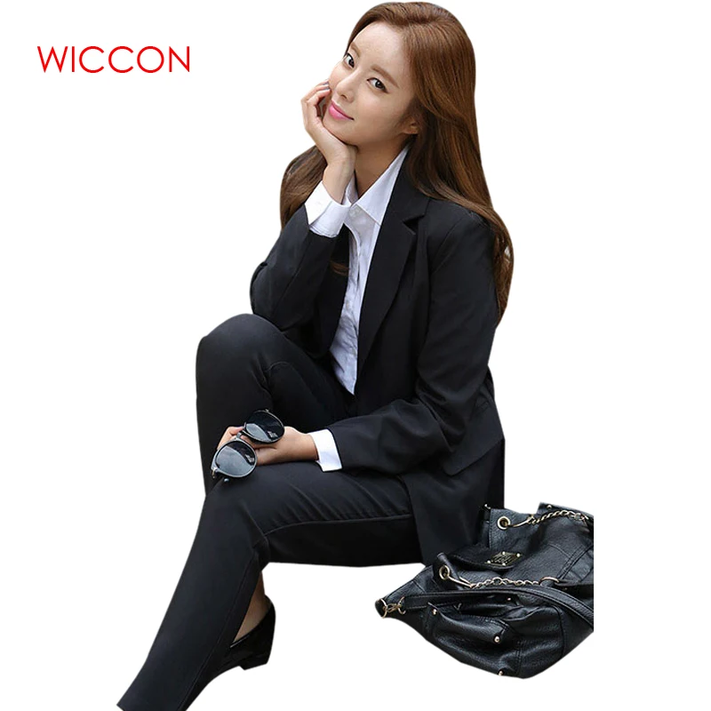 New Spring Autumn Business Women 2 Piece Interview Suit Set Uniform Long-sleeved Blazer And Pants Office Lady Elegant Pant Suits New Spring Autumn Business Women 2 Piece Interview Suit Set Uniform Long-sleeved Blazer And Pants Office Lady Elegant Pant Suits