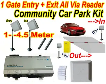 

High End Community Car Parking System Entry+Exit Both Control by 1~4.5 meters reading reader UHF RFID 900MHz+Web IP Controller