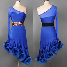 Платье для латинских танцев для взрослых и детей черное/синее/Красное/фиолетовое/розовое платье для танцев с бахромой