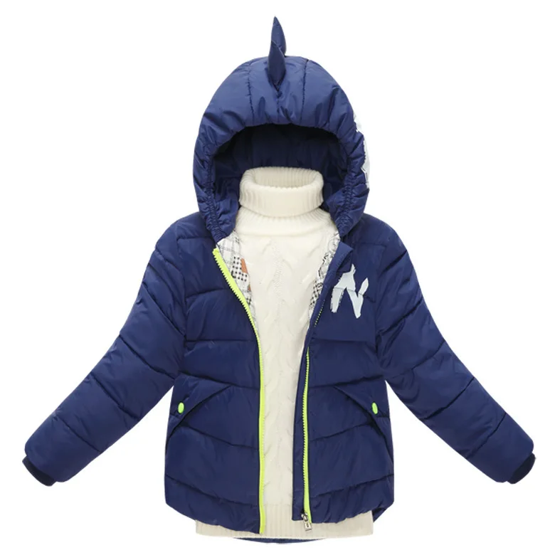 Зимняя верхняя одежда с капюшоном и перьями для маленьких девочек от 4 до 10 лет пальто г. детская одежда для девочек теплая толстовка с капюшоном куртка на молнии для девочек - Цвет: Dark Blue