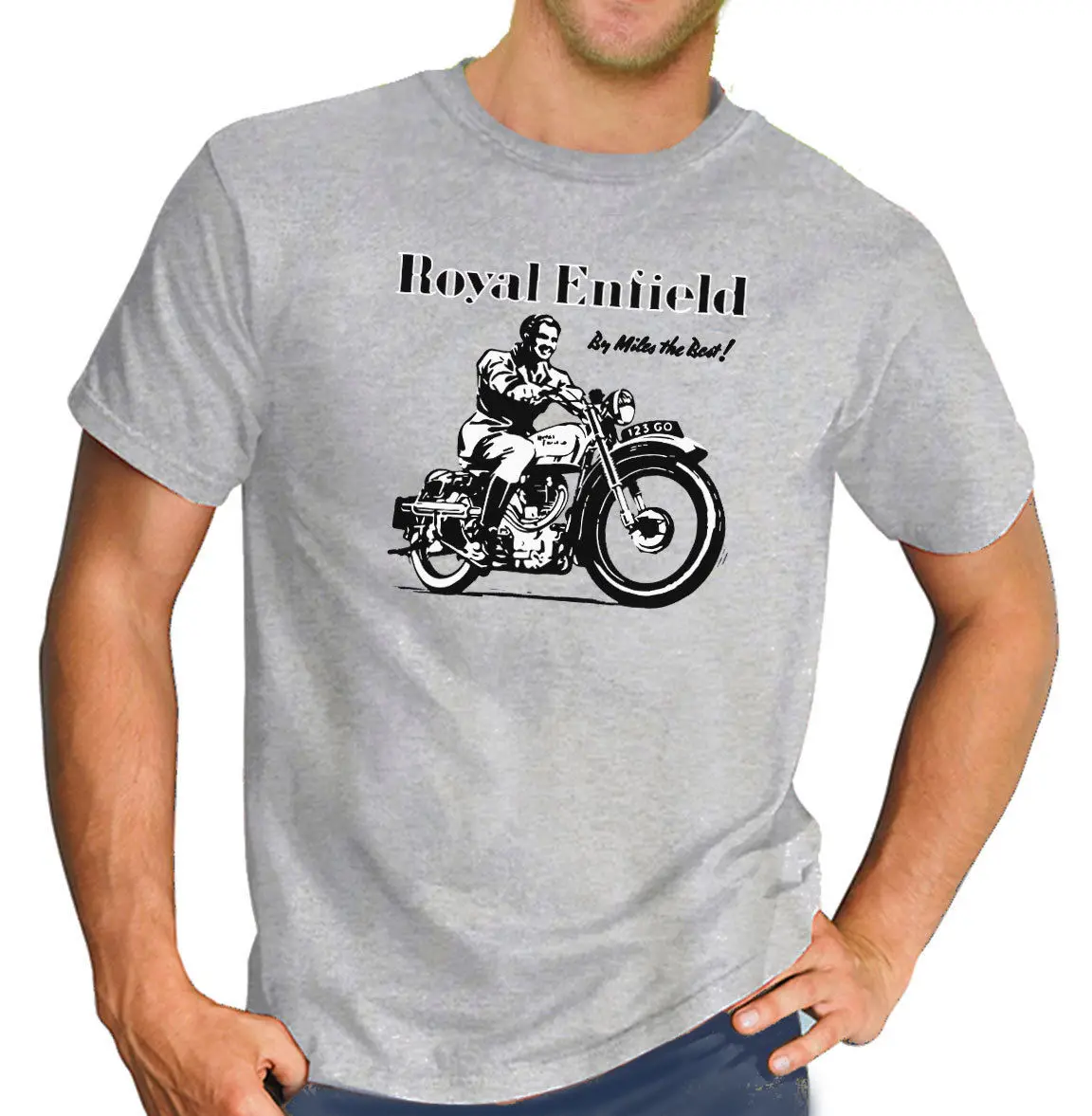 

New Men 2019 Summer Round Neck Men'S T Shirt Royal Enfield Retro Print Biker Motorcycle Vintage Motorbike Print T-Shirts Men