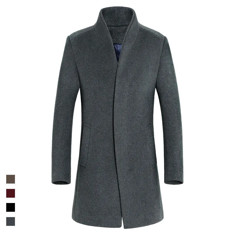Мужское французское шерстяное пальто, деловой пуховик, Тренч, верхняя одежда, зимний бренд, Мужская зимняя длинная куртка, пальто на пуговицах