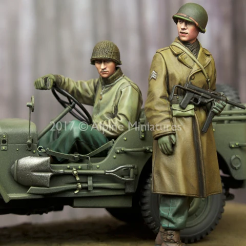 1/35 Смола рисунок Солдат модель Второй мировой войны Американский пехотный офицер и водитель два GK белая рука 201