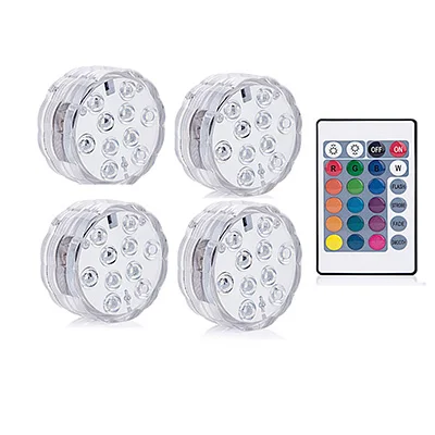 1 controller 4 Lamp Светодиодный погружной светильник на батарейках, 10 светодиодов, RGB, подводный ночник, светильник для сада, бассейна, для свадебной вечеринки, ваза, чаша - Испускаемый цвет: 1 controller 4 Lamp