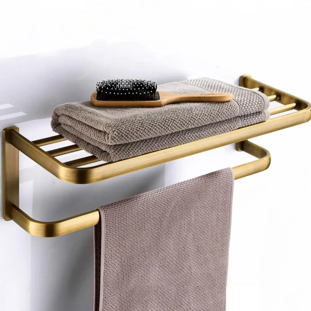 

Vintage Bathroom Bath Towel Rack Stainless Steel Hanger Storage Holder Shelf