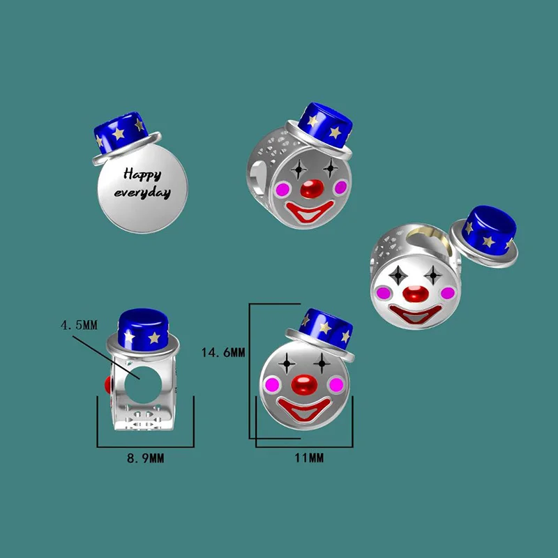Милый клоун оригинальные амулеты Серебро 925 бусины с красочной эмалью подходят Аутентичные Пандора браслеты pandora ювелирные изделия изготовление подарков