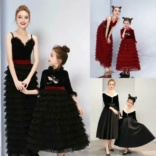 

2019 Mother Daughter Wedding Lace Long Tutu Dresses Mom Girl Match Twinning Dress Family Summer Outfits