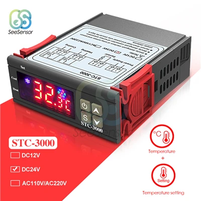 STC-1000 STC-3000 STC-3008 STC-3018 светодиодный цифровой Температура контроллер термостат терморегулятор инкубатор 12V 24V 110V 220V - Цвет: STC-3000 DC 24V