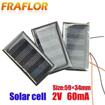

Fraflor 100Pcs Solar Mini Solar Panel Freeship Solar Cells Module Sun Power Battery Charger For Lamp Lighting 2V 60mA