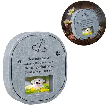 

UEETEK Pet Memorial Stone with Photo Frame Paw Print Grave for Dogs Cats Pet Supplies and Pet Accessories