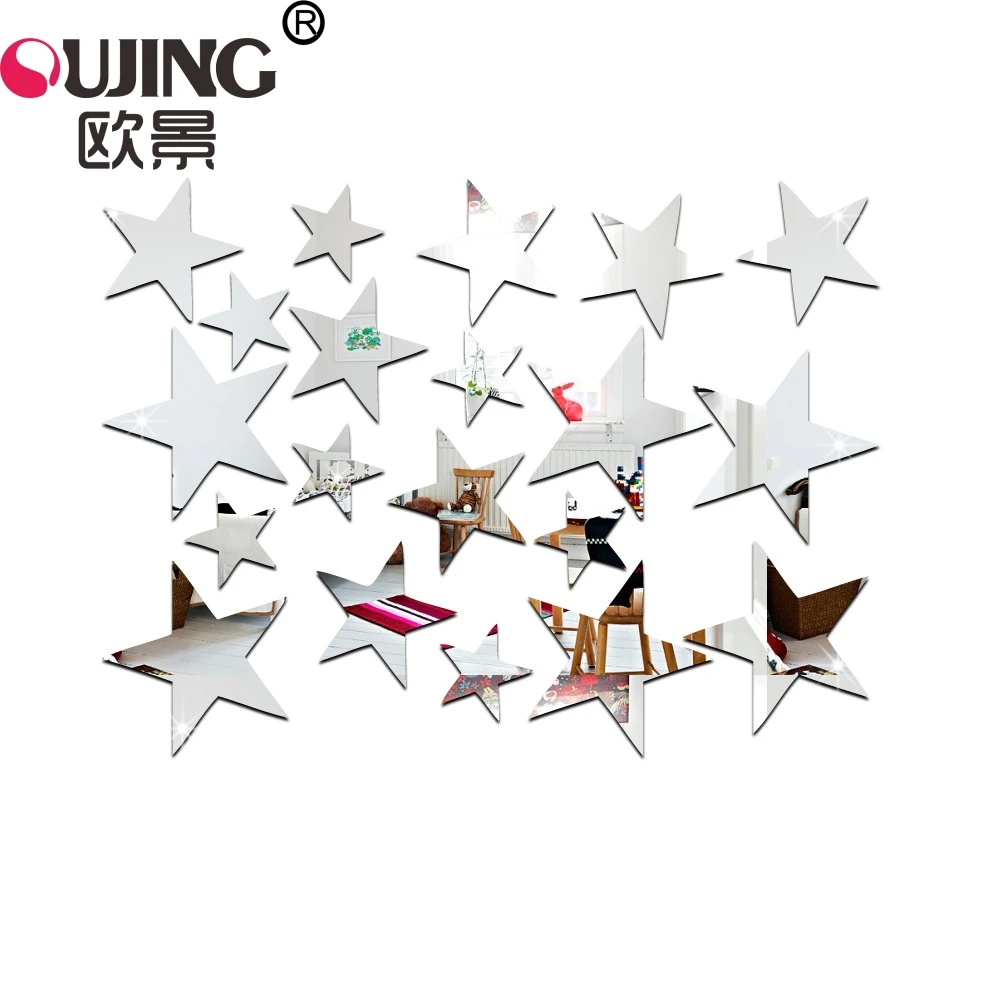 20 قطعة/المجموعة 3D مختلط حجم الكرتون النجوم قليلا الاكريليك مرآة سطح الجدار ملصق للأطفال الأطفال غرفة الديكور DIY الفن جدارية