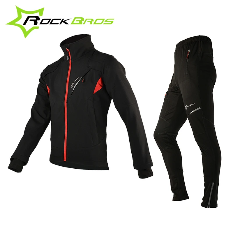 ROCKBROS Cycling Sets Bicycle Winter Fleece Thermal Jacket Men S Bike Pants Winter Cycling Clothing Sportswear