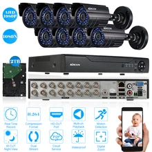 KKmoon 1080N DVR CCTV 8CH 1080 P AHD водостойкая ИК-камера для обнаружения движения камера видеонаблюдения система наблюдения комплект 2 ТБ HDD