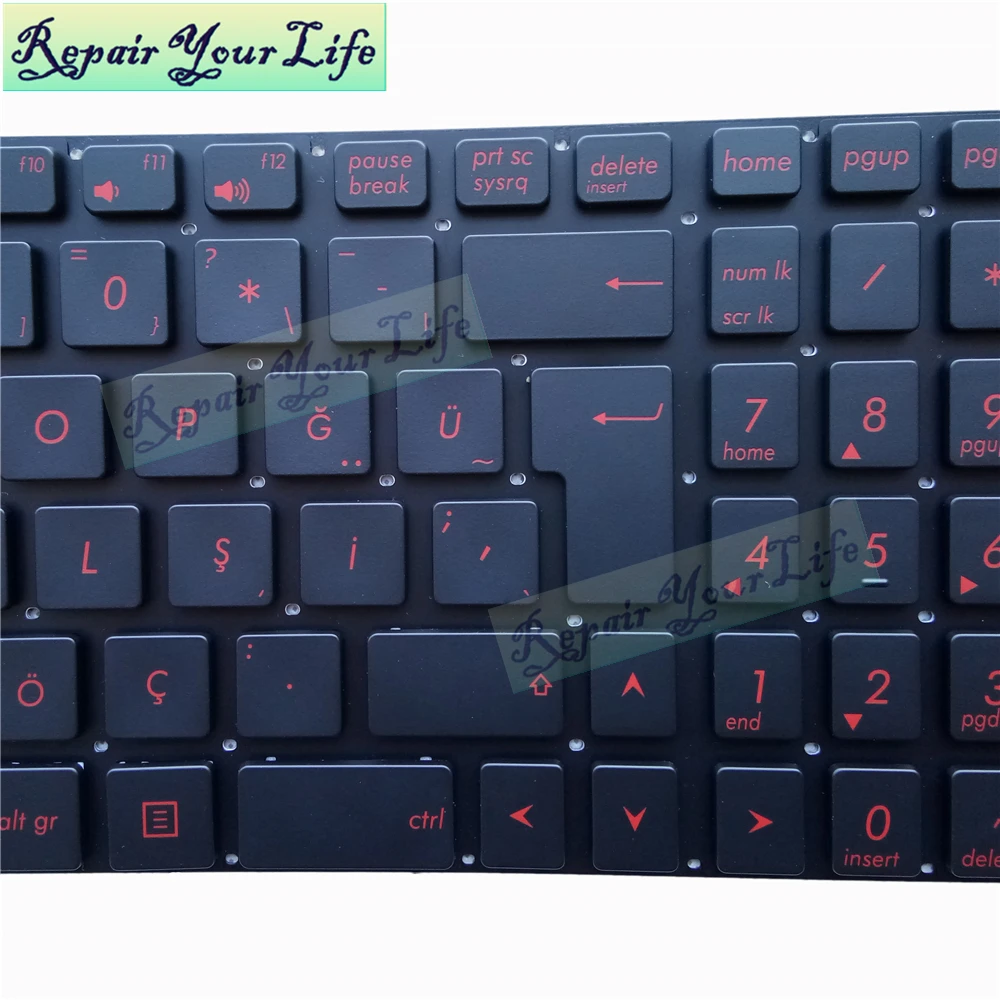 Клавиатура для ноутбука Asus GL552 GL552V GL552VL GL552VW GL552VX GL552JX Турция TR blue kb красные клавиши