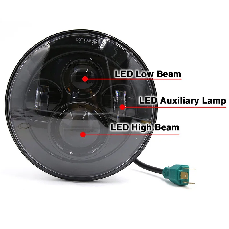  FADUIES Black 7 inch LED Headlight 40W H4 High low Beam For Jeep Wrangler JK 2 Door 4 Door LandRove - 32795401007