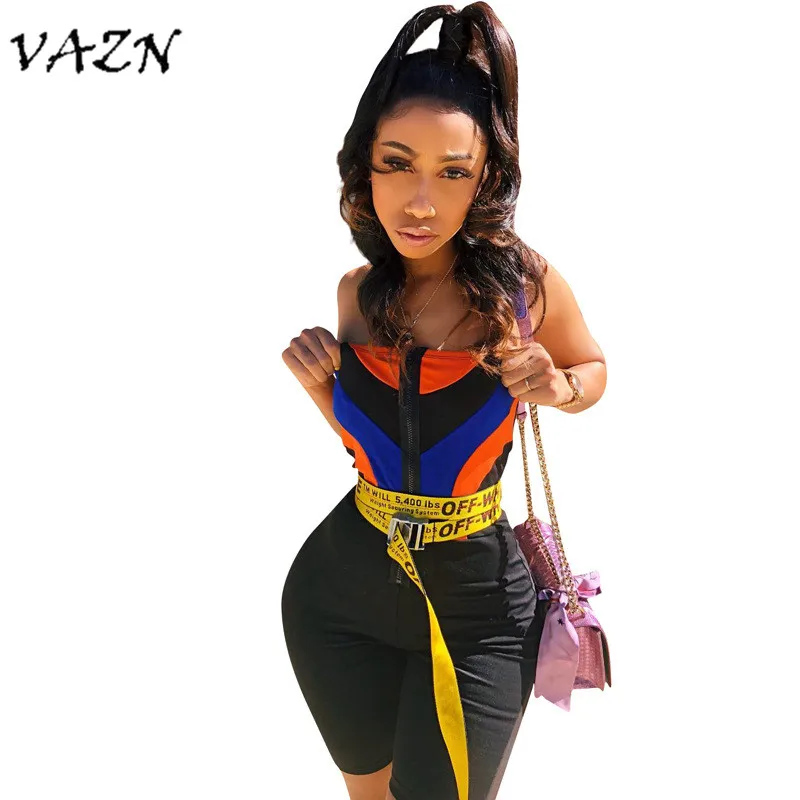 VAZN, стиль, брендовые Модные женские повседневные Комбинезоны в полоску без бретелек, новинка, Облегающий комбинезон LS6087