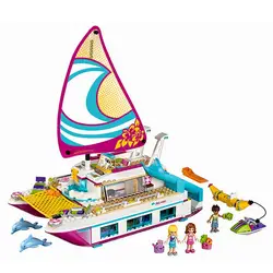 Новинка heartlake Sunshine Catamaran Dolphins Оливия Стефани fit friends фигурки строительный блок кирпичный подарок детские игрушки девочка