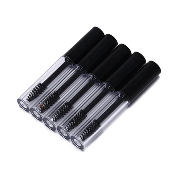 

5Pcs/lot Plastic clear Empty Mascara Tube Vial/Bottle/Container with Black Cap for eyelash growth medium mascara 10ML
