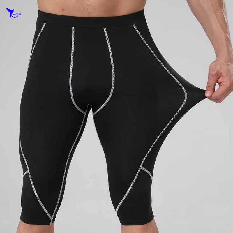 

Summer Mens Compression Knee High Running Shorts Stretch Sport Fitness Basketball Long Leg Legging Soccer Jogging Dry Fit Trunks