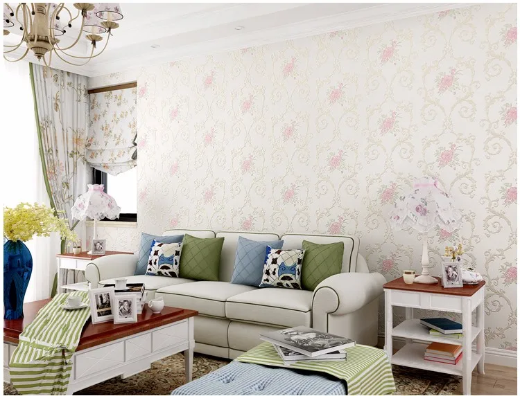 3D Stereoscopic Flower Pastoral Non-woven Thickened Wallpaper Wall Covering Roll Wall Papers Home Decor Living Room Bedroom Wall