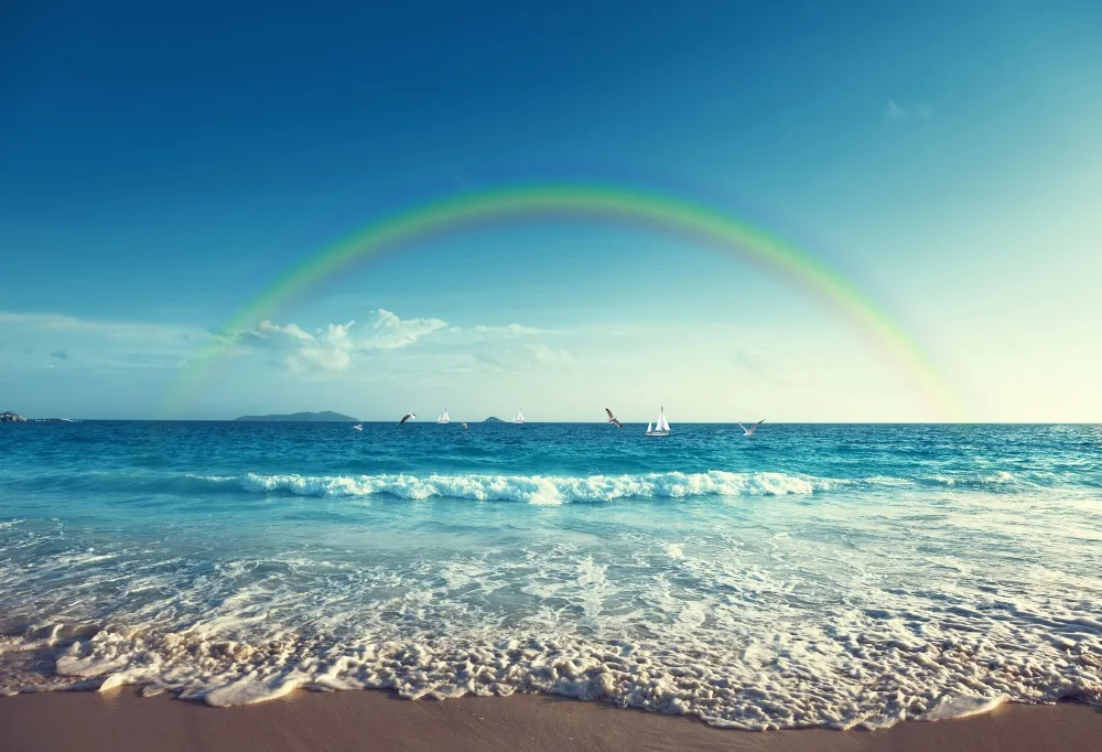 VinylBDS Photography Backdrops Baby Background Sea Beach Backgrounds Rainbow Backdrop Summer Scenery for Photo Studio | Электроника