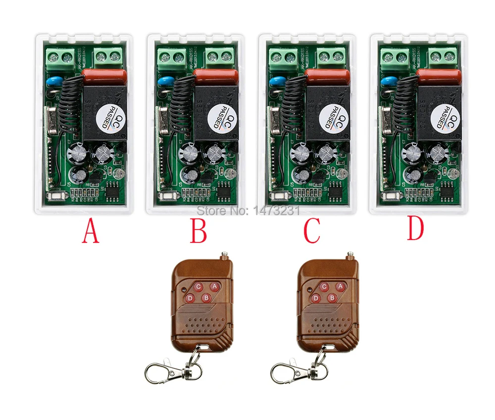 

most simple wiring New AC220V 1CH 10A Wireless RF Remote Control Switch 2*Transmitter+ 4*Receiver For Access/door System