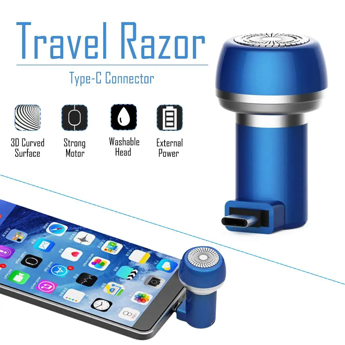 Мини-смартфон для путешествий, устройство для бритья, электрическая Мужская бритва для бороды, портативная Бритва для лица, триммер Micro-USB, для путешествий и бизнеса