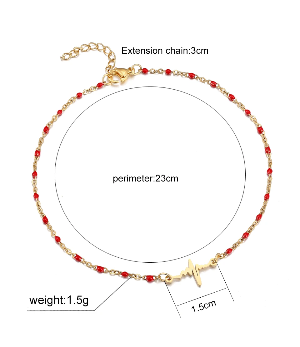 Fashion Colorful Stainless Steel Anklet Women's Beads Gold Pendant Barefoot Sandals Beach Bracelet Foot Jewelry Accessories