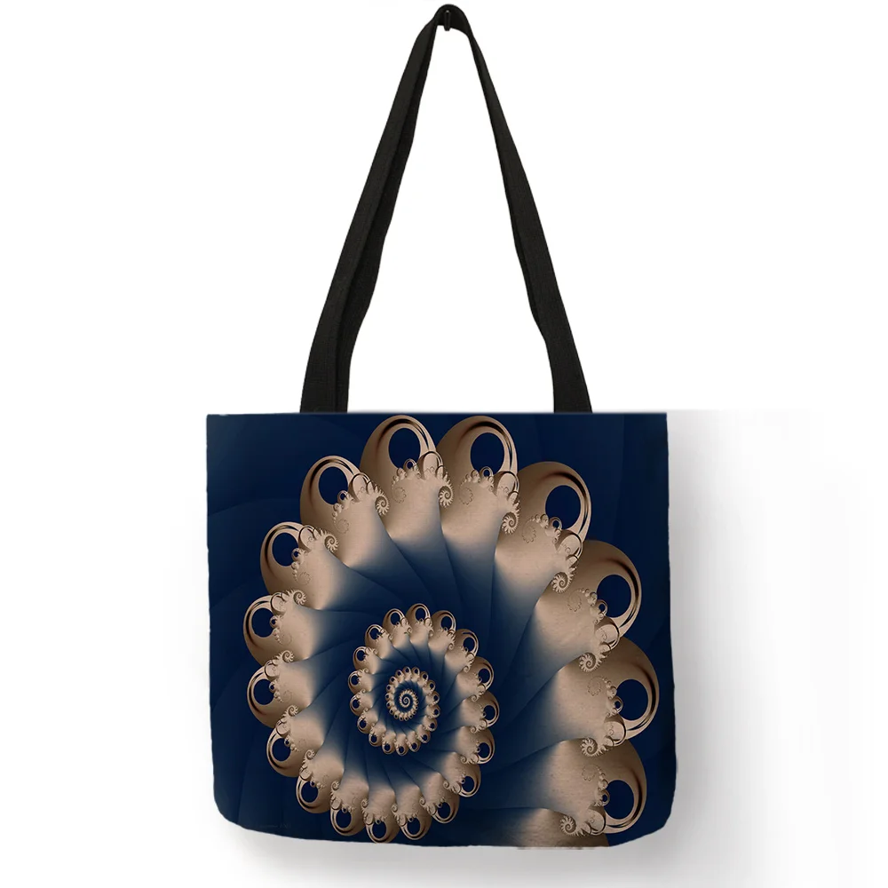 

Popular Unisex Traditional Floral Print Handbag Mysterious Pattern Printed Tote Bag Lightweight Portable Linen Useful Cloth Sack