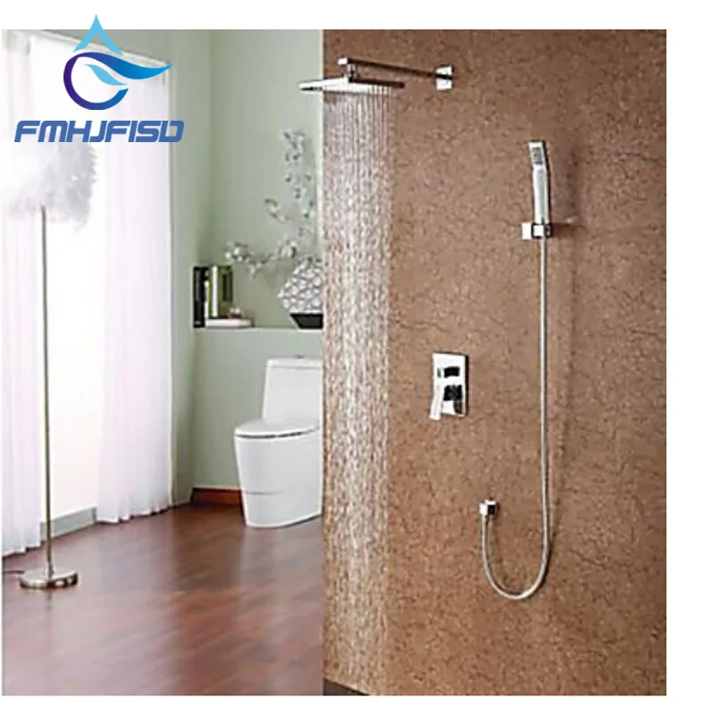 

Wall Mounted 8" Rain Shower Faucet Valve Mixer Tap W/ Hand Shower Chrome