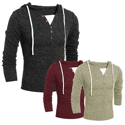 2016 новое поступление Для Мужчин's Повседневное Ложные две трикотаж с длинным рукавом ремень Кнопка пуловер свитер