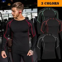 New 2018 long sleeve Workout clothes men s basketball running training suit elastic compression quick dry