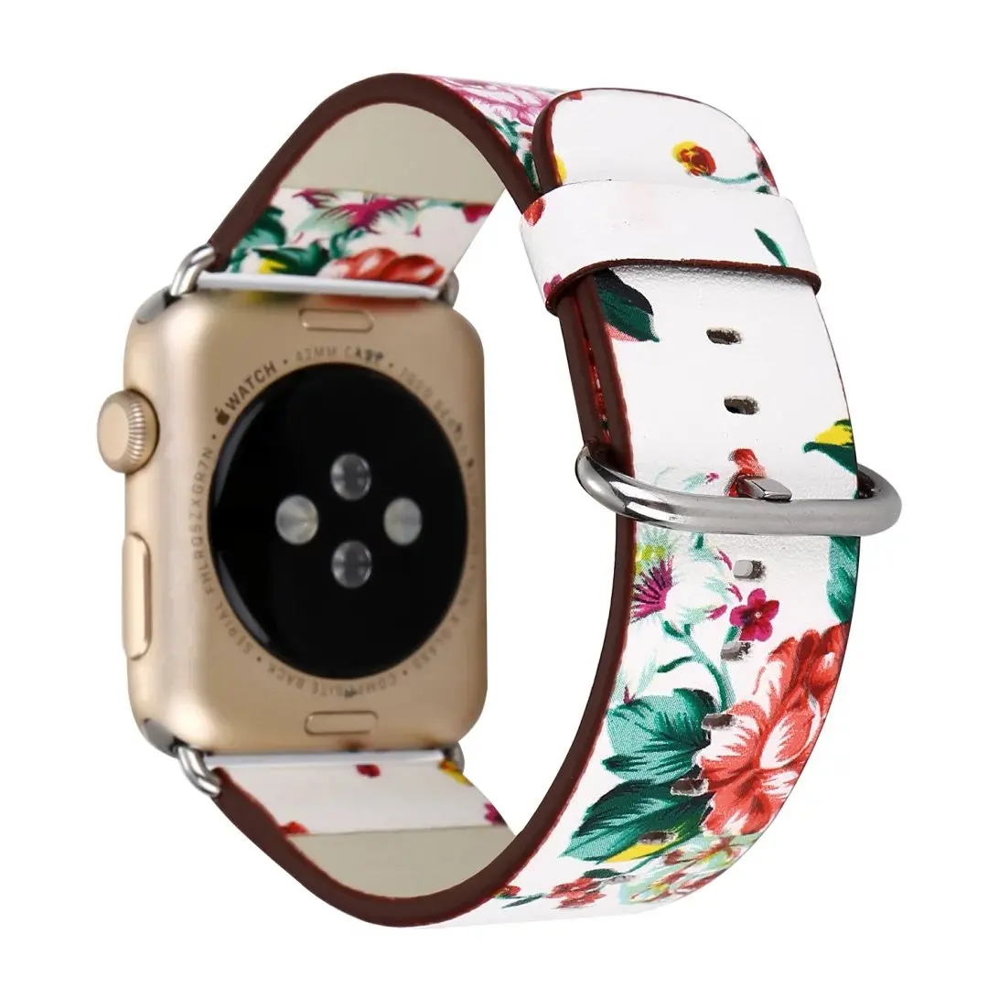 Британский Сельский цветочный кожаный ремешок для Apple Watch, браслет с цветами для iWatch 5 4 3 2 1, винтажный ремешок для часов 38 42 мм 40 44 мм