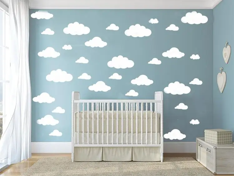 31pcs/set DIY Big Clouds 4 10 inch Wall Sticker Removable Wall Decals Vinyl Kids Room Decor Art