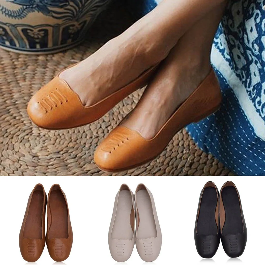 

Summer Women Retro Sandals Solid Non-Slip Flat Beach Shoes Shallow Fashion Element Casual Open Round Toe Shoes Apr 16