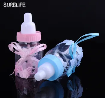 

36Pcs Baby Shower Gift Box Bottle Blue Boy Pink Girl Baptism Christening Brithday Party Favors Gift Favors Candy Box Bottle