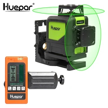 

Huepar Self-leveling Professional Green Beam Cross Line Laser 360-Degree Line with Pulse Modes+Huepar Digital LCD Laser Receiver