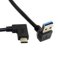 CY-Cable de datos Reversible para ordenador portátil, Tablet y teléfono móvil, USB 3,1, tipo C, USB-C, ángulo de 90 grados, macho, 30cm