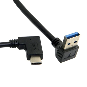 

CY Reversible 30cm USB 3.1 Type C USB-C Angled to Down Angled 90 Degree A Male Data Cable for Laptop & Tablet & Mobile Phone