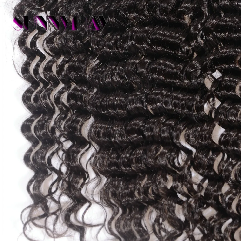 Sunnymay 13x6 Lace Frontal Closure Deep Wave Peruvian Vrigin Hair Per Plucked Natural hair Line Baby Hair Bleached Knots
