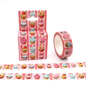 

15mm*10m Box Package Ice Cream Washi Tape DIY Decoration Scrapbooking Planner Masking Tape Kawaii Stationery Adhesive Tape 1 PCS
