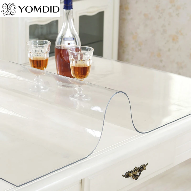 Soft Glass TableCloth Transparency PVC Table Cloth Waterproof Oilproof Kitchen Dining Placemat Pad for Party Wedding