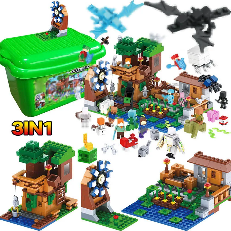 

3 IN 1 Luxury Tree House Pet Village Farm legoingly city Series Windmill Building Blocks Bricks Sets education toys for kids