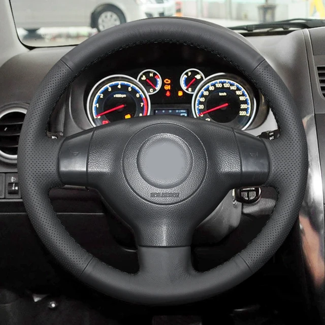 Hand-stitched Black Artificial Leather Car Steering Wheel Cover For Suzuki SX4 Alto Old Swift Opel Agila