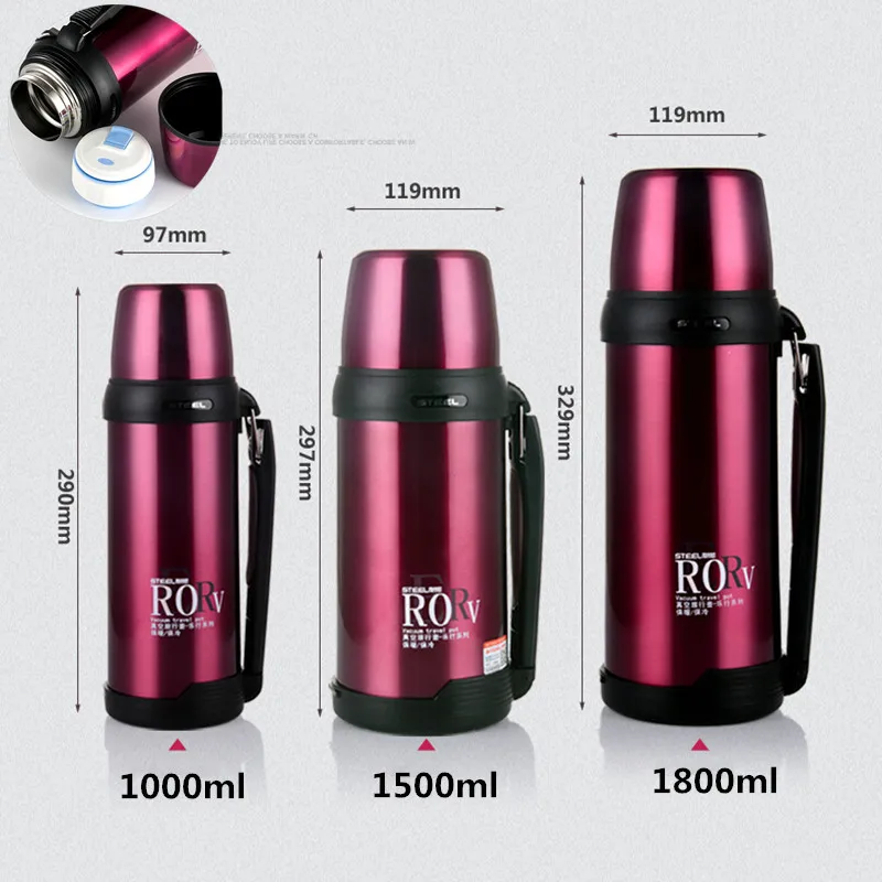 

304 Stainless Steel Insulated Thermos Bottle 1L~2L Water Bottle Vacuum Flasks Thermoses Travel Coffee Mugs Termoscup Thermal Cup