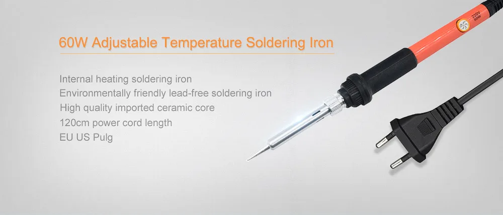 60W Soldering Iron Set Electric Soldering Iron Tips Cleaner Flux Solder Paste 220V 110V solder kit Adjustable Temperature Repair (5)