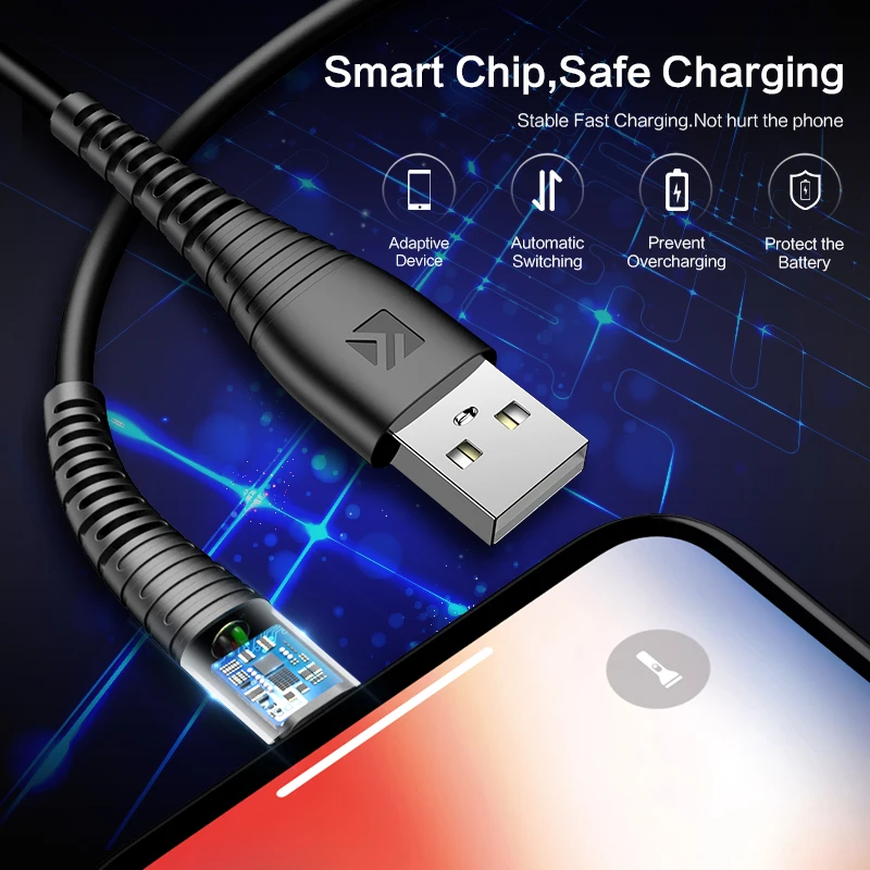 Novedoso pack de Hi-resistencia a la tracción para Cable USB para Apple iPhone Xs XR 8X8 7 6 6 s Plus 5S SE cable de datos de carga para Lightning a USB cargador de Cable para iphone xs max X cable cargador movil usb