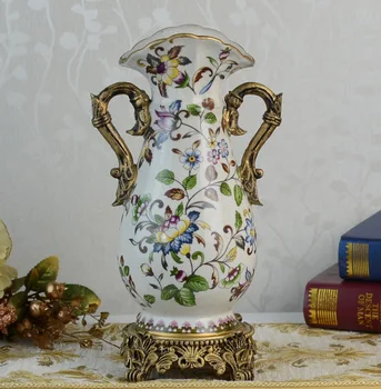 

European-style retro ceramic vase baked flower painting creative home decoration simulation of dry Vase Decoration