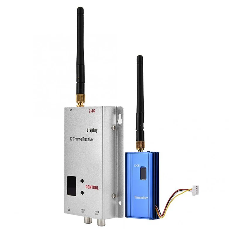 2.4G 1000mW AV Transmitter & Receiver Combo 1W 2.4GHz 12CH CCTV Monitoring Transceiver Video Image Sender for RC Aircraft